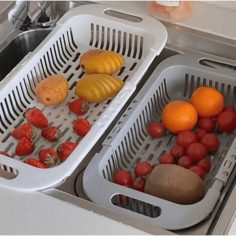 Retractable Sink Storage Rack Drain Basket Fruit Basin And Kitchen Organizer 3