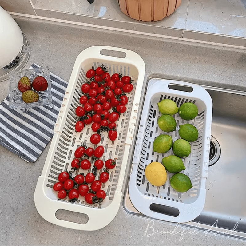 Retractable Sink Storage Rack Drain Basket Fruit Basin And Kitchen Organizer 5