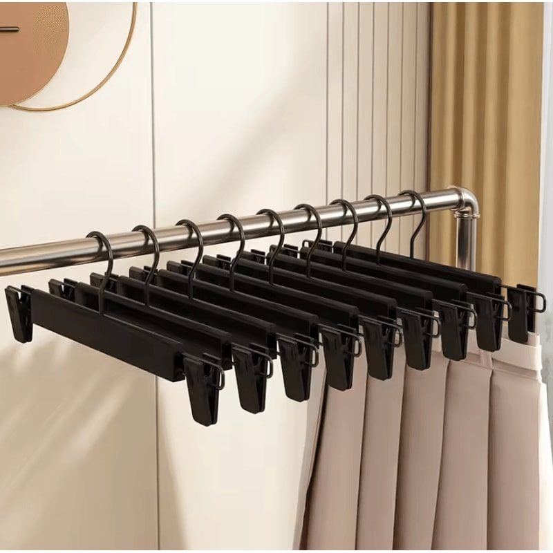 5pcs Home Frosted Plastic Trouser Rack Strong Seamless Clip Hangers For Drying Clothes 0