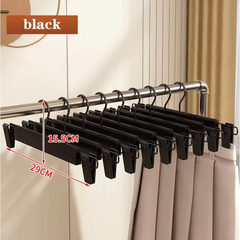 5pcs Home Frosted Plastic Trouser Rack Strong Seamless Clip Hangers For Drying Clothes 3