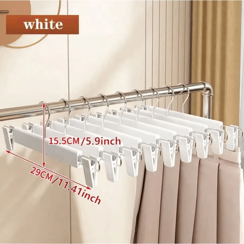 5pcs Home Frosted Plastic Trouser Rack Strong Seamless Clip Hangers For Drying Clothes 4