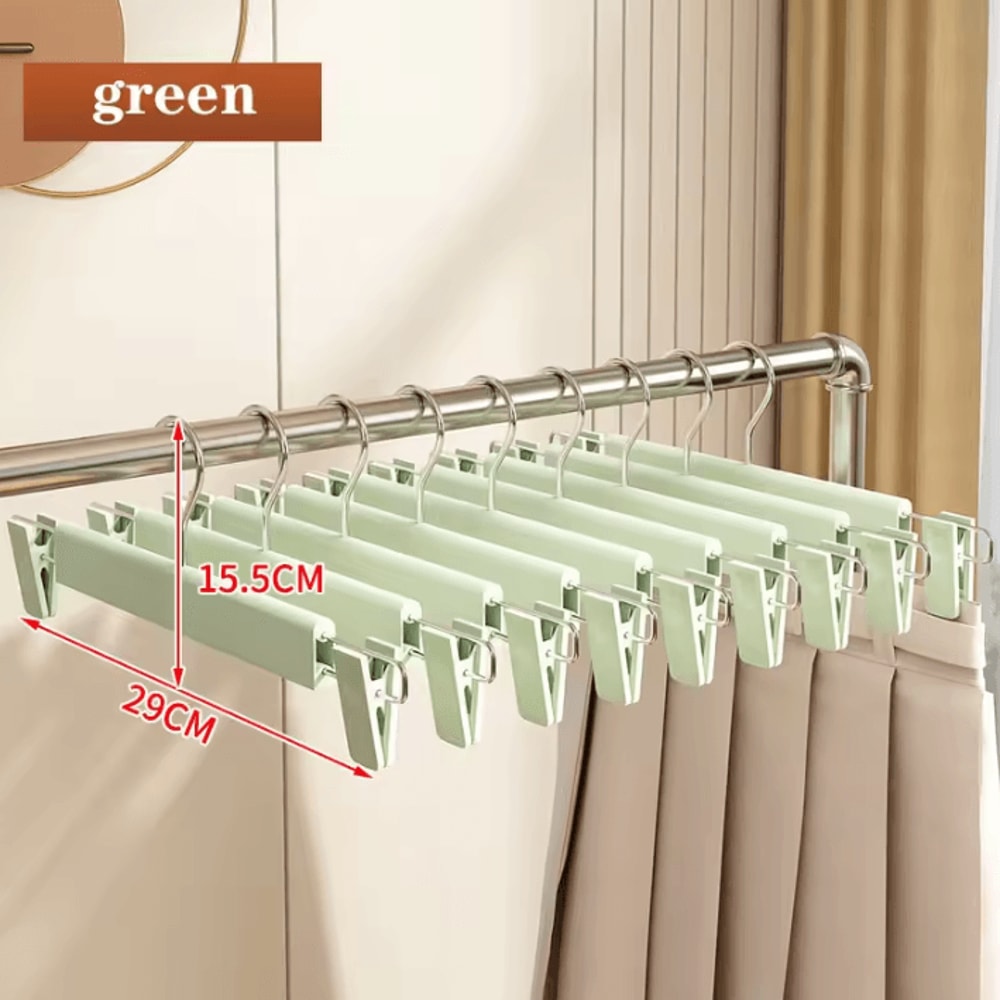 5pcs Home Frosted Plastic Trouser Rack Strong Seamless Clip Hangers For Drying Clothes 5