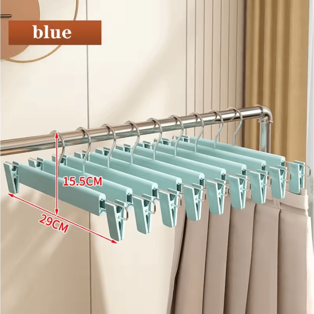 5pcs Home Frosted Plastic Trouser Rack Strong Seamless Clip Hangers For Drying Clothes 7