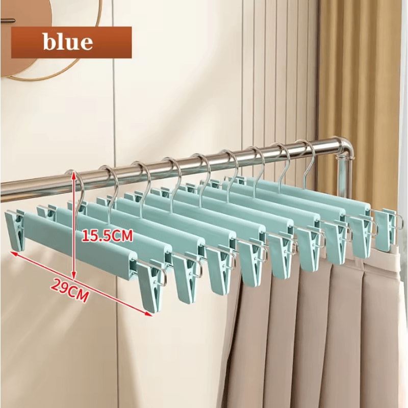 5pcs Home Frosted Plastic Trouser Rack Strong Seamless Clip Hangers For Drying Clothes 7