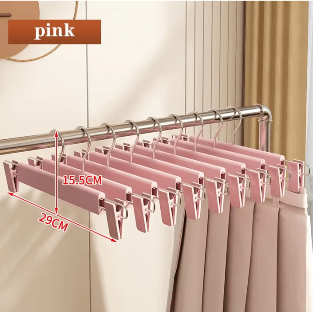 5pcs Home Frosted Plastic Trouser Rack Strong Seamless Clip Hangers For Drying Clothes 8
