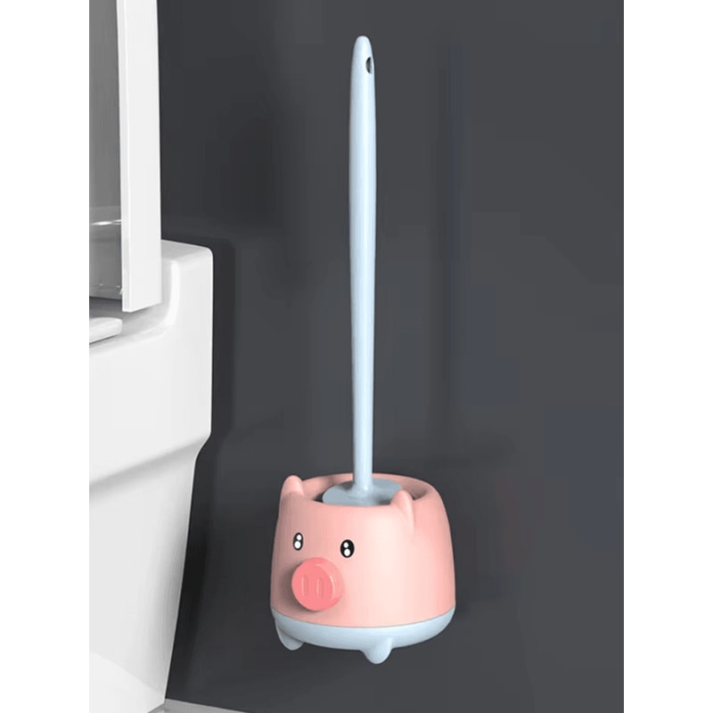 Cute Piglet Toilet Brush Set WallHanging NoDeadCorner Cleaning Magic 5