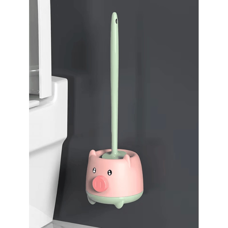 Cute Piglet Toilet Brush Set WallHanging NoDeadCorner Cleaning Magic 7