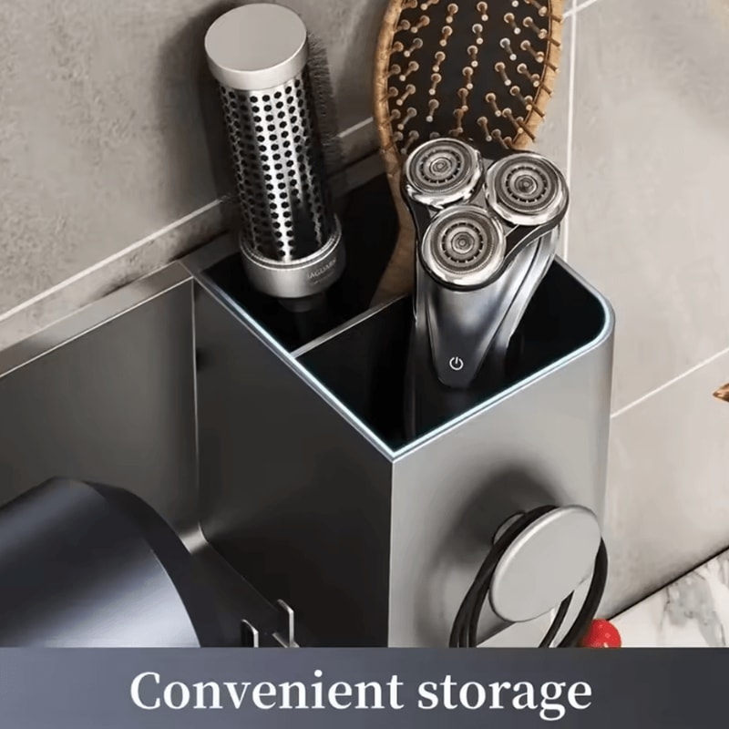 Electric Hair Dryer Storage Rack PerforationFree Bathroom WallMounted Organizer 1