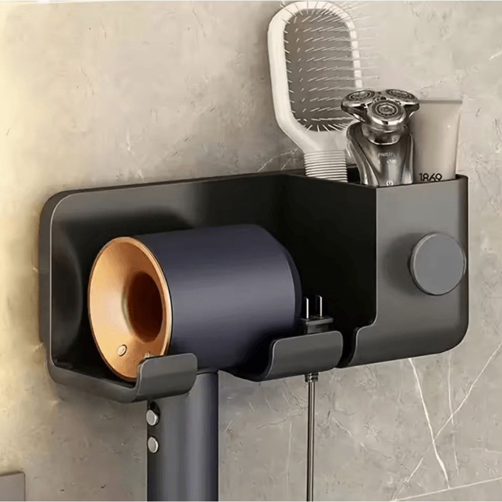 Electric Hair Dryer Storage Rack PerforationFree Bathroom WallMounted Organizer 5