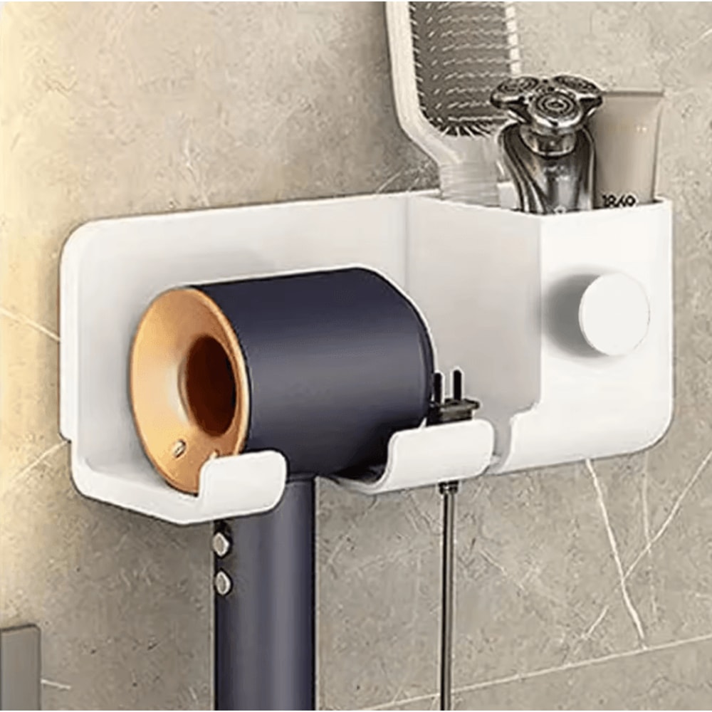 Electric Hair Dryer Storage Rack PerforationFree Bathroom WallMounted Organizer 6