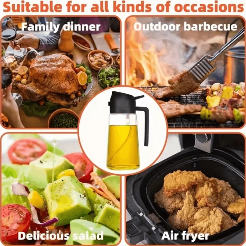 Kitchen Oil Sprayer DualPurpose Bottle For Olive Oil Air Fryer And BBQ Cooking 4
