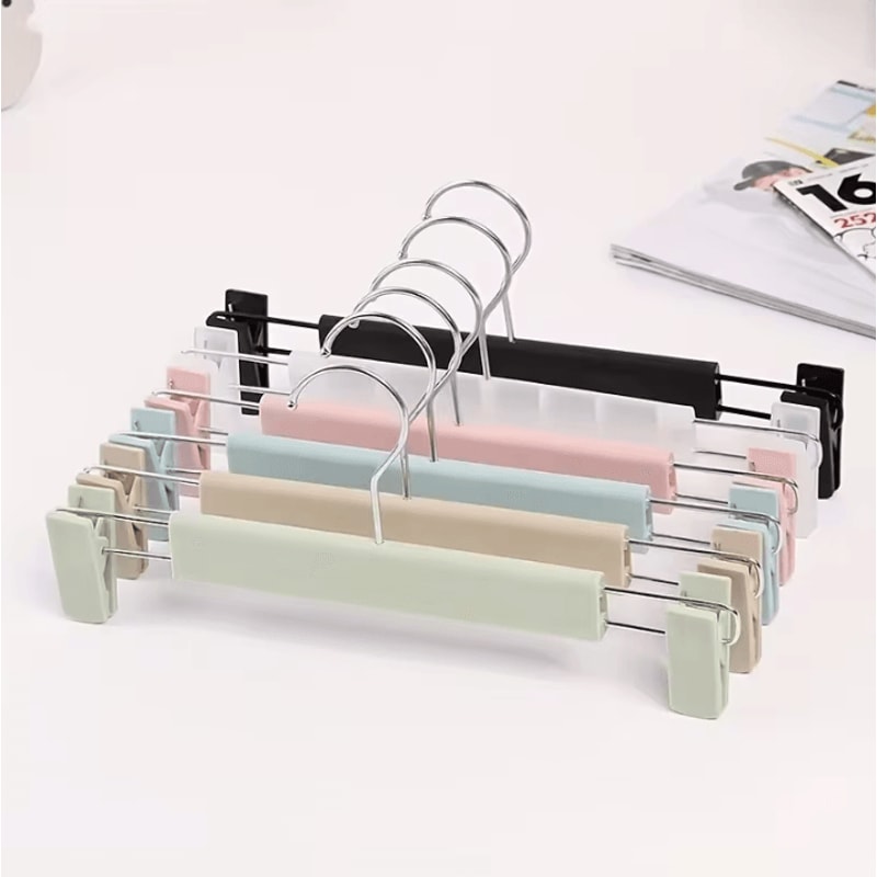10pcs Frosted Plastic Trouser Rack With Strong Seamless Clip Hangers For Drying Clothes 0