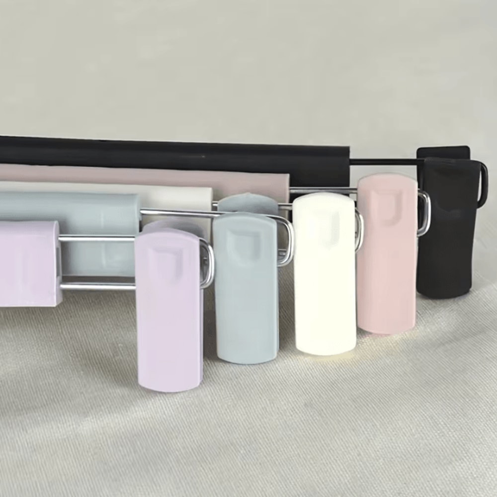 10pcs Frosted Plastic Trouser Rack With Strong Seamless Clip Hangers For Drying Clothes 3