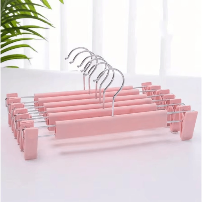 10pcs Frosted Plastic Trouser Rack With Strong Seamless Clip Hangers For Drying Clothes 9