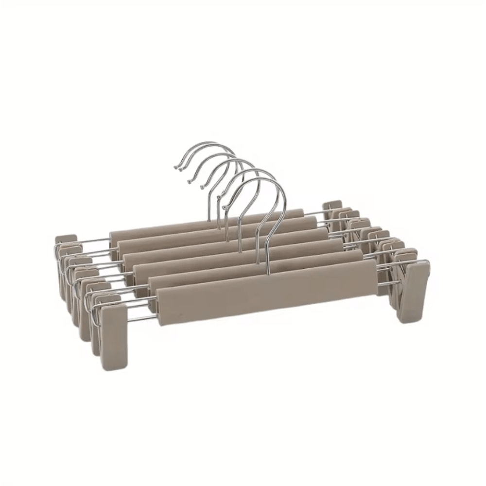 10pcs Frosted Plastic Trouser Rack With Strong Seamless Clip Hangers For Drying Clothes 6