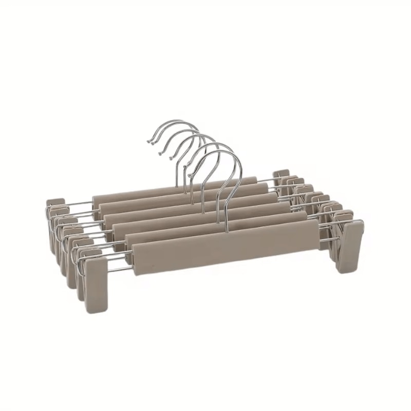 10pcs Frosted Plastic Trouser Rack With Strong Seamless Clip Hangers For Drying Clothes 6