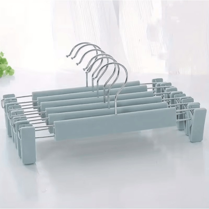 10pcs Frosted Plastic Trouser Rack With Strong Seamless Clip Hangers For Drying Clothes 7
