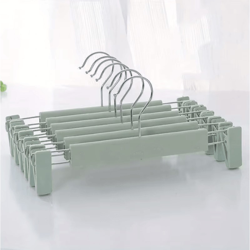 10pcs Frosted Plastic Trouser Rack With Strong Seamless Clip Hangers For Drying Clothes 8