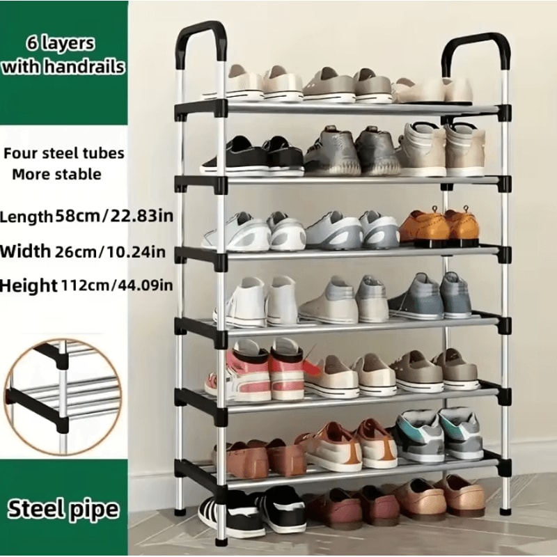 MultiLayer Dustproof Shoe Rack Black Home Shoe Cabinet Storage With Double Shelves 8