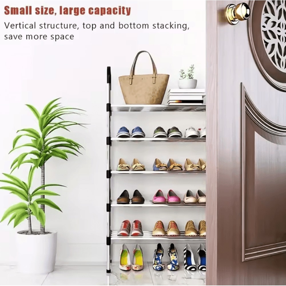 MultiLayer Dustproof Shoe Rack Black Home Shoe Cabinet Storage With Double Shelves 2