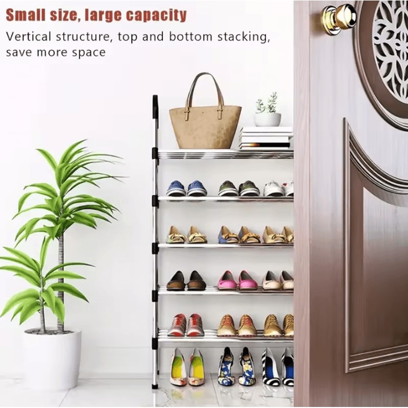 MultiLayer Dustproof Shoe Rack Black Home Shoe Cabinet Storage With Double Shelves 2