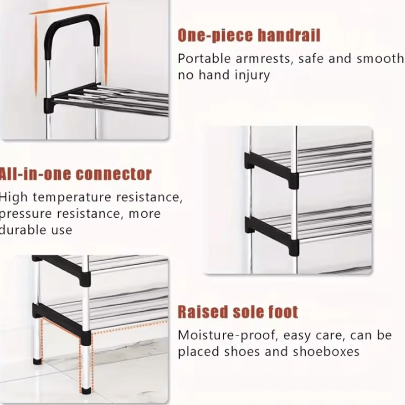 MultiLayer Dustproof Shoe Rack Black Home Shoe Cabinet Storage With Double Shelves 3
