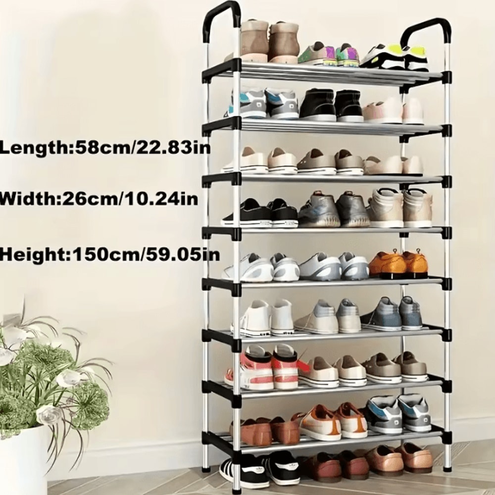 MultiLayer Dustproof Shoe Rack Black Home Shoe Cabinet Storage With Double Shelves 5