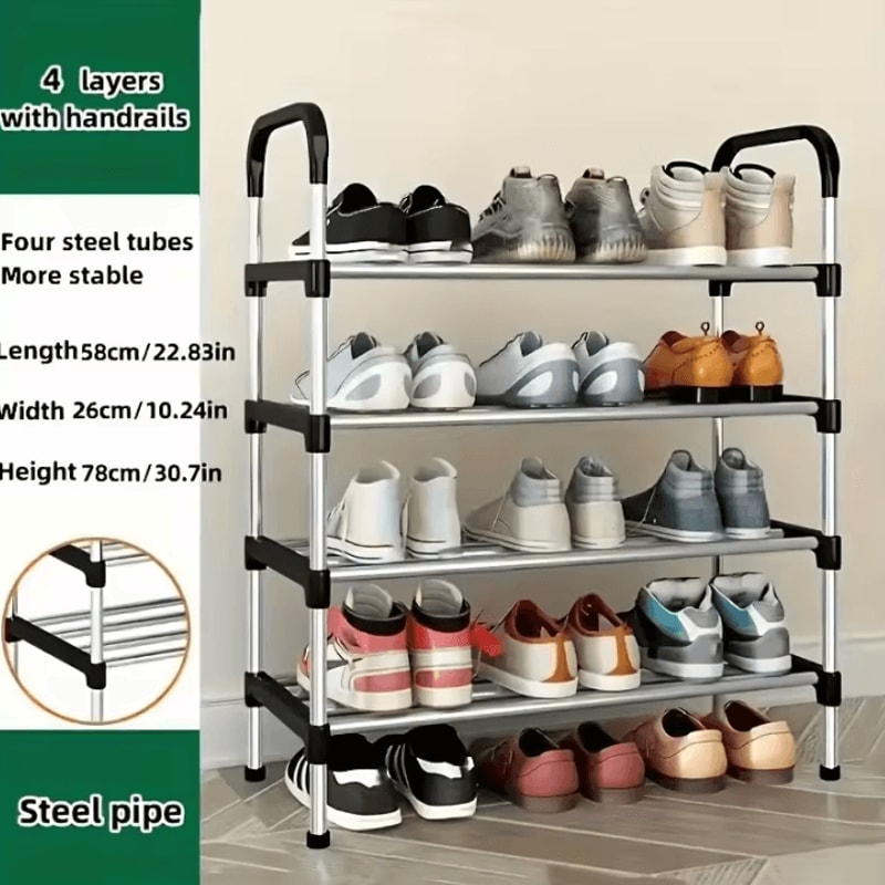 MultiLayer Dustproof Shoe Rack Black Home Shoe Cabinet Storage With Double Shelves 6