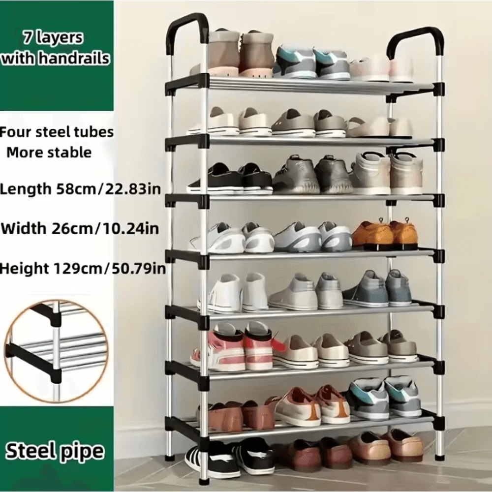 MultiLayer Dustproof Shoe Rack Black Home Shoe Cabinet Storage With Double Shelves 9