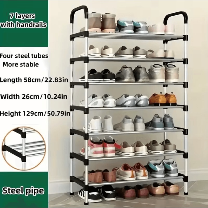 MultiLayer Dustproof Shoe Rack Black Home Shoe Cabinet Storage With Double Shelves 9