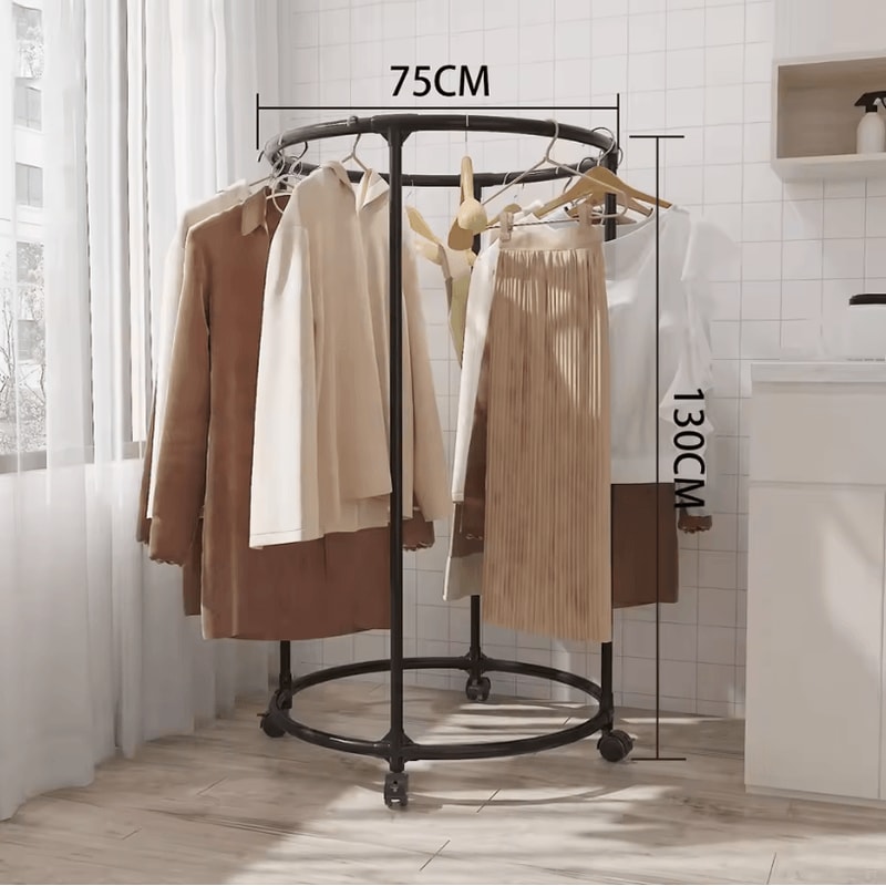 Round Drying Rack Iron Rotatable Bed Linen And Clothes Hanger Stand 7