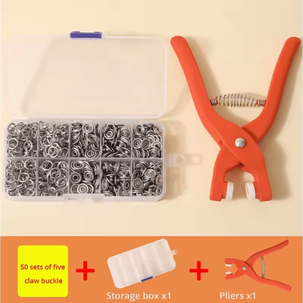 Snap Button Kit With Hand Pressure Pliers 50 Pcs Metal Snaps For Sewing And DIY 5