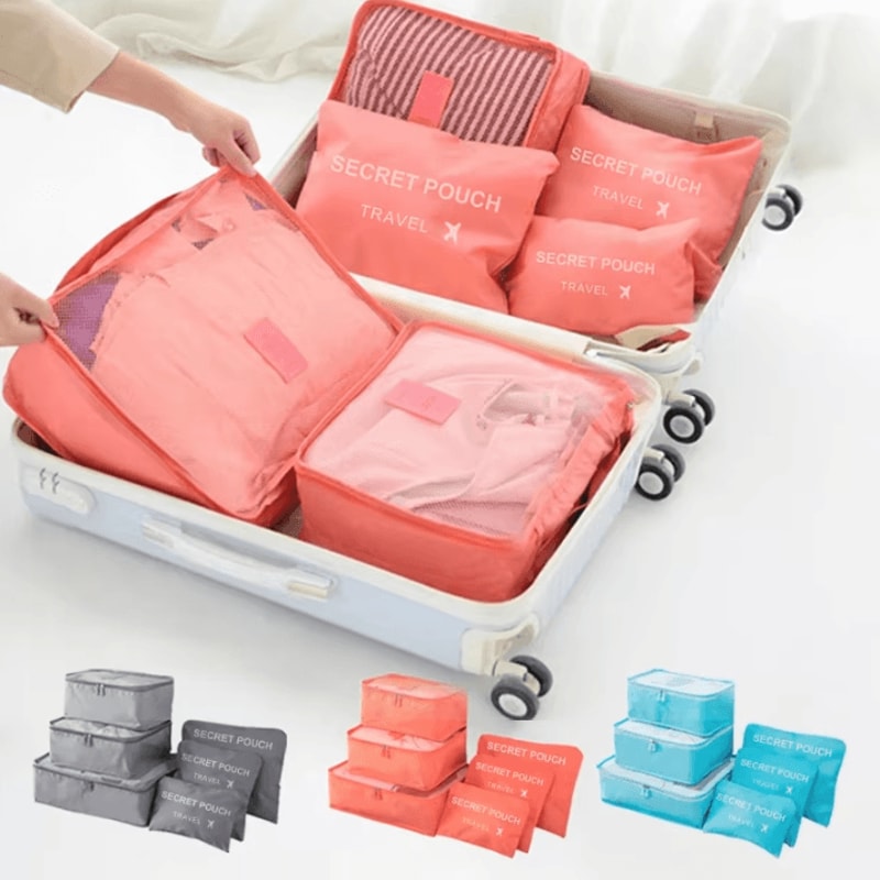 Ultimate 6Piece Travel Packing Organizer Set Waterproof Luggage Clothing Storage Bags 0