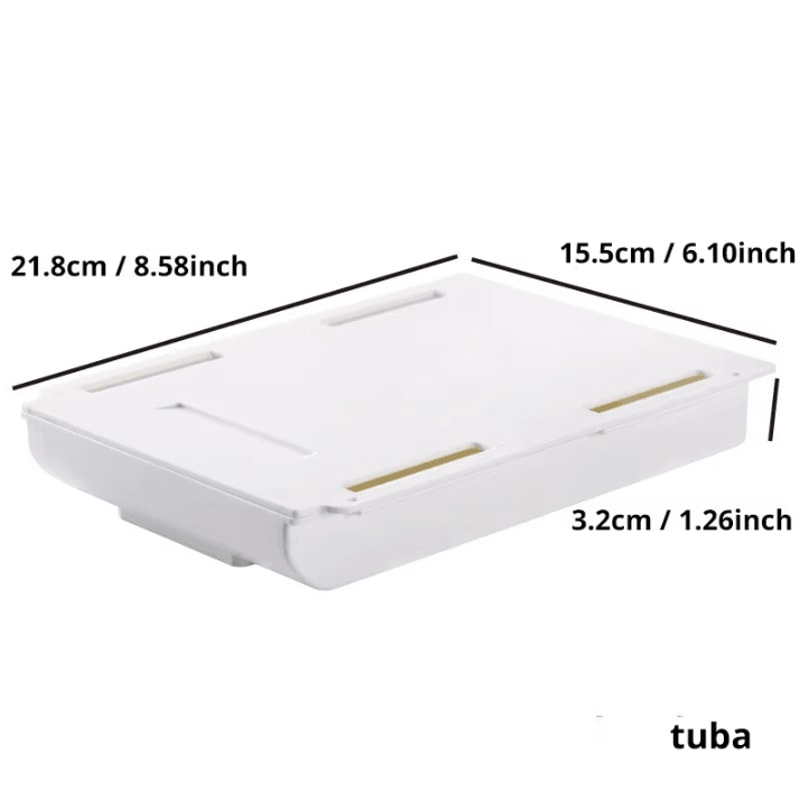 SelfAdhesive UnderDrawer Storage Box White Hidden Drawer Organizer 6