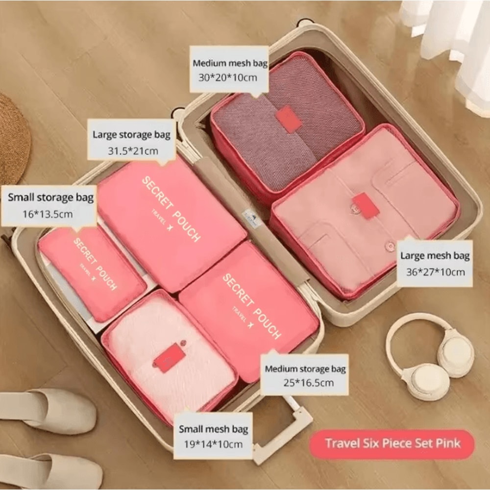 6Piece Waterproof Packing Cubes Set Travel Clothes Underwear Luggage Organizers 0