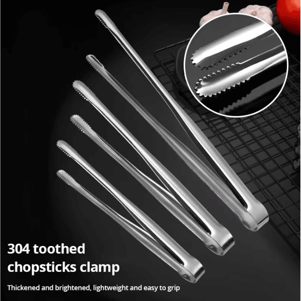 304 Stainless Steel Grill Tongs HeavyDuty BBQ Meat Clip For Cooking Camping 2