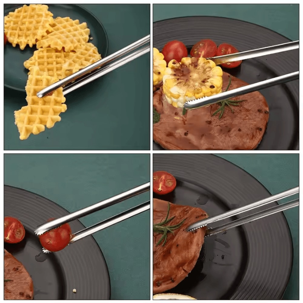 304 Stainless Steel Grill Tongs HeavyDuty BBQ Meat Clip For Cooking Camping 4