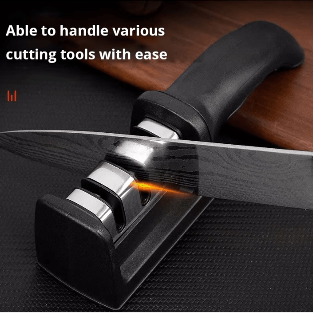3Stage Black Handheld Knife Sharpener MultiFunctional Kitchen Blade Sharpening Tool 0