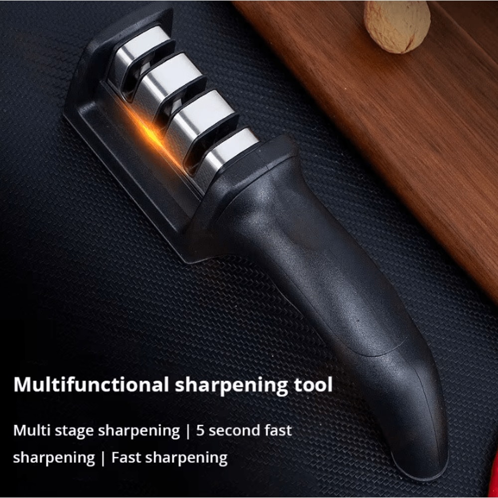 3Stage Black Handheld Knife Sharpener MultiFunctional Kitchen Blade Sharpening Tool 1