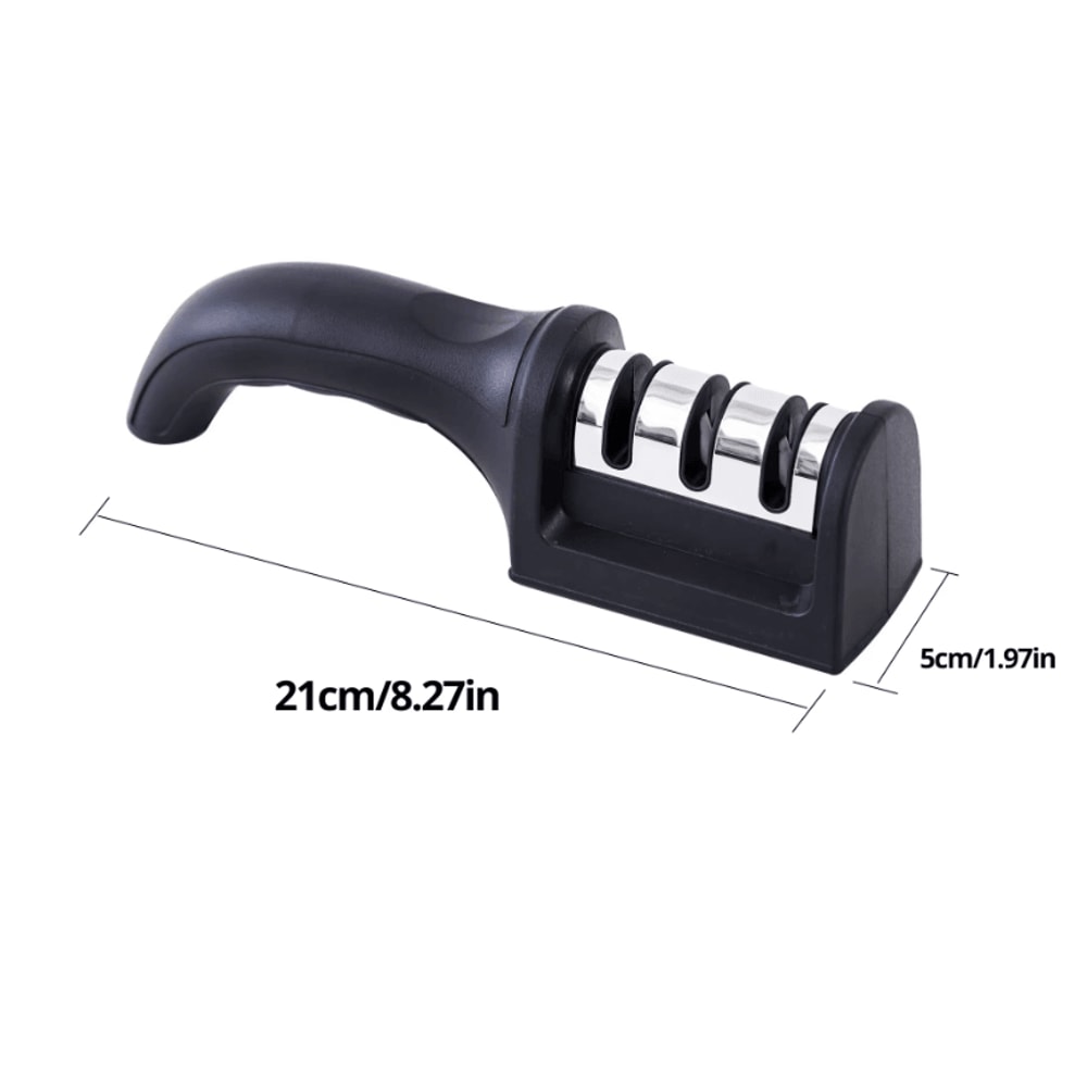 3Stage Black Handheld Knife Sharpener MultiFunctional Kitchen Blade Sharpening Tool 5