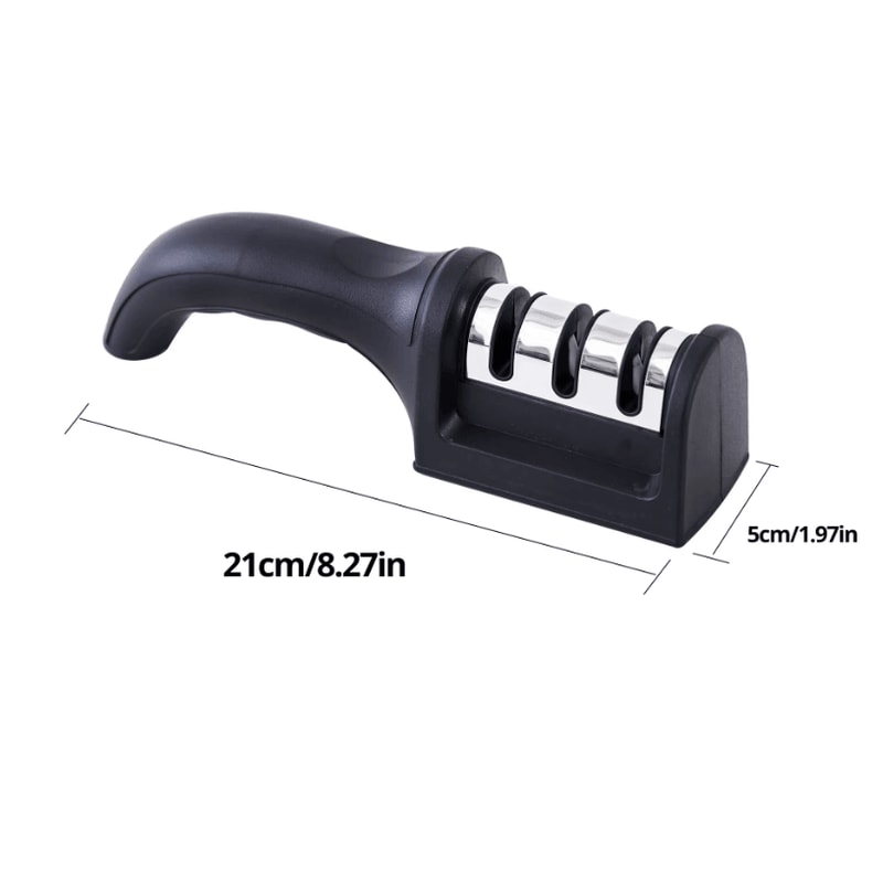 3Stage Black Handheld Knife Sharpener MultiFunctional Kitchen Blade Sharpening Tool 5