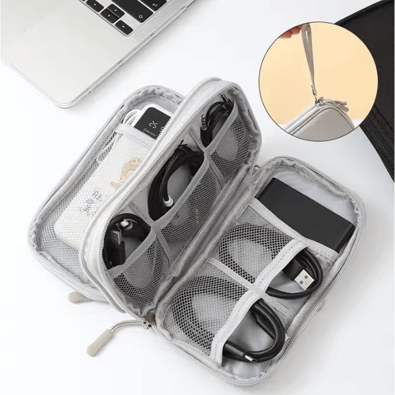 Portable Travel Digital Storage Bag USB Headset Organizer Case PinkGreyBlackNavy 3