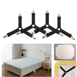 4-piece adjustable bed sheet fasteners – secure mattress cover clip straps