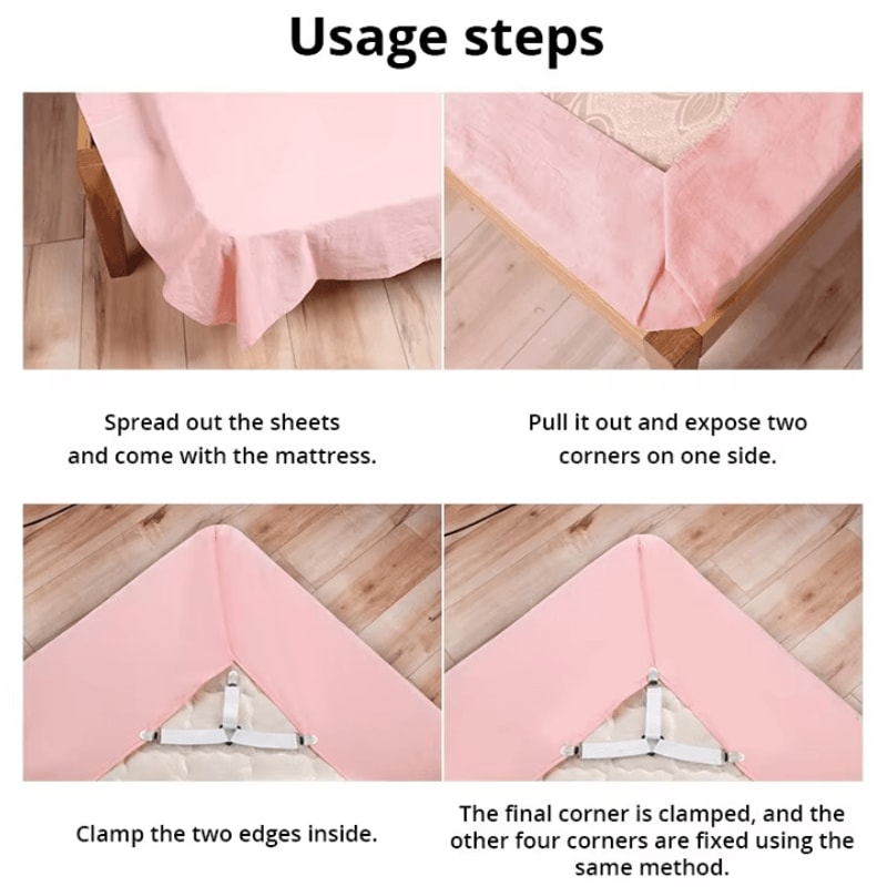 4Piece Adjustable Bed Sheet Fasteners Secure Mattress Cover Clip Straps 2
