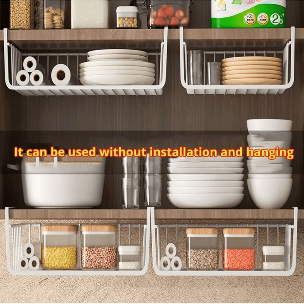 WhiteBlack Hanging Net Storage Basket Large Capacity UnderCabinet Wall Organizer 0