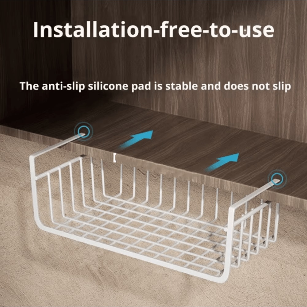 WhiteBlack Hanging Net Storage Basket Large Capacity UnderCabinet Wall Organizer 1