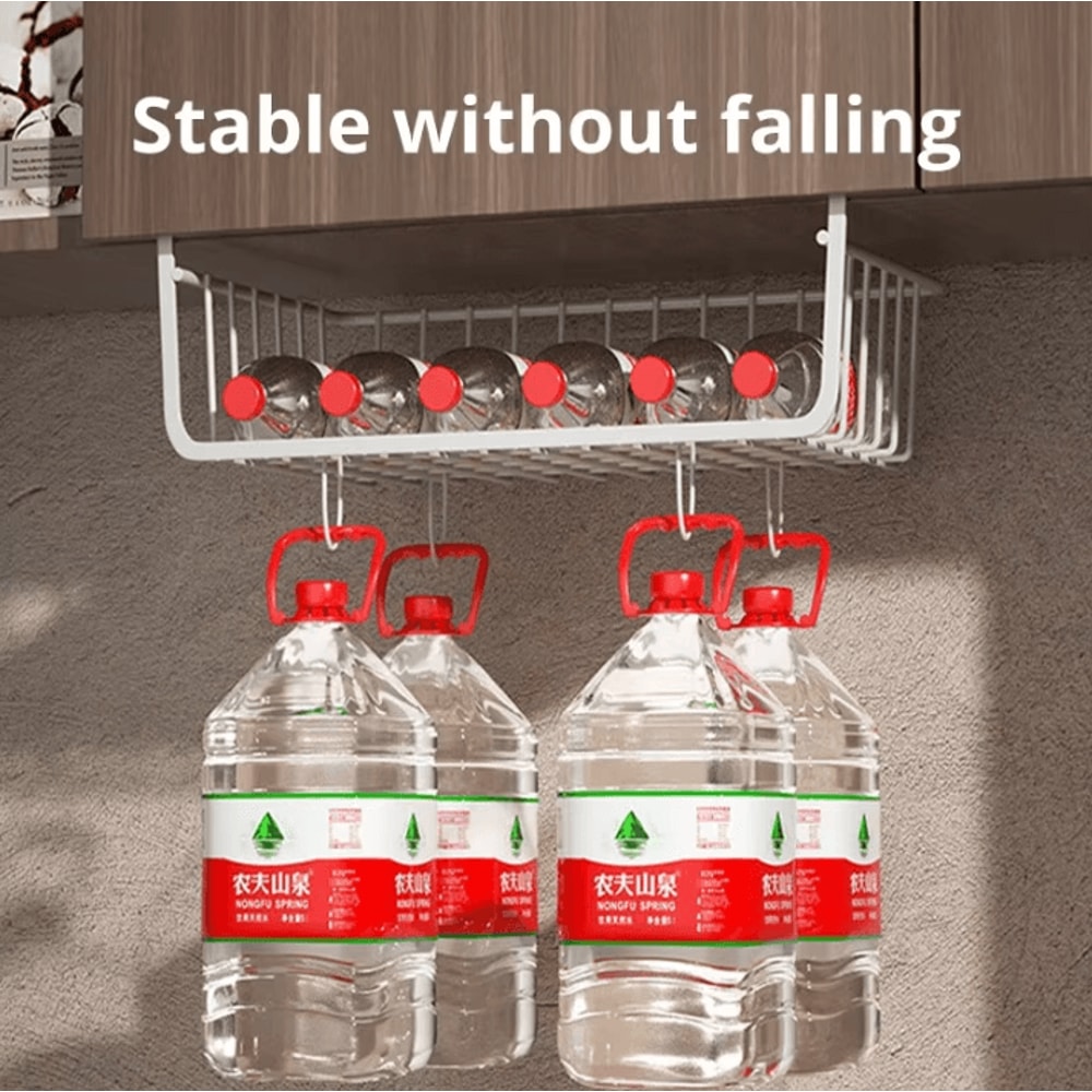 WhiteBlack Hanging Net Storage Basket Large Capacity UnderCabinet Wall Organizer 3