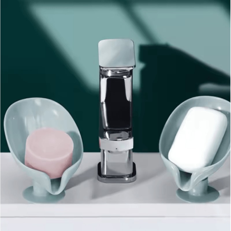 2Piece Draining Soap Holder Set PunchFree Suction Cup Soap Dish Rack 2