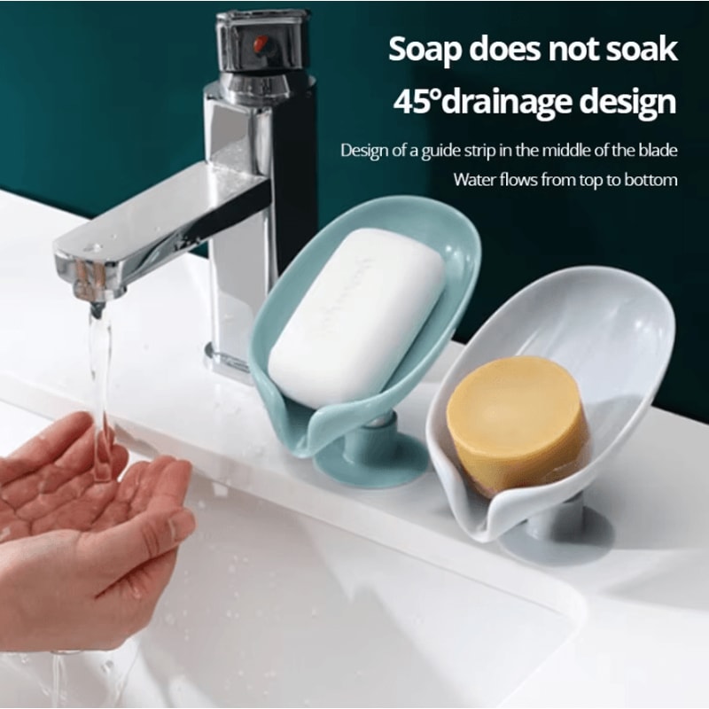 2Piece Draining Soap Holder Set PunchFree Suction Cup Soap Dish Rack 3