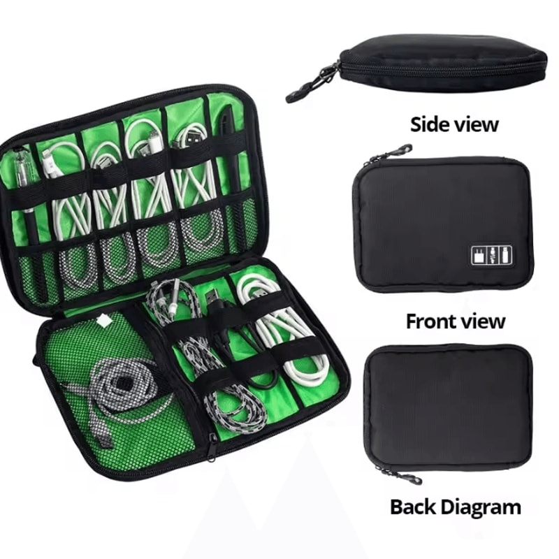Portable Electronic Accessory Organizer Bag USB Charger Storage 0